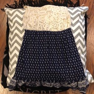 A dark blue and white dress with paisley details!